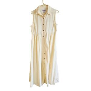 Vintage FADS linen blend yellow maxi dress size 12 modest
